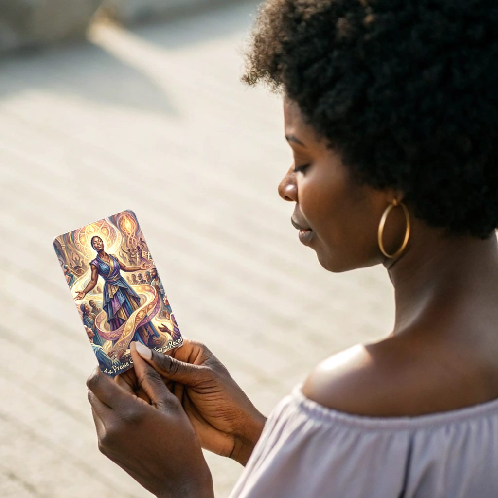 Hands holding Tarot of Psalms cards